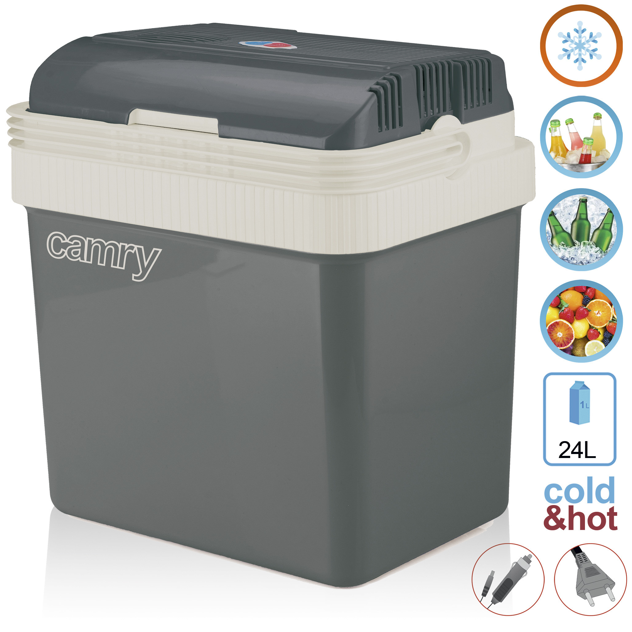 camry cr 8065 nevera portatil electrica de viaje para coche camping 12v 230v capacidad 24 litros