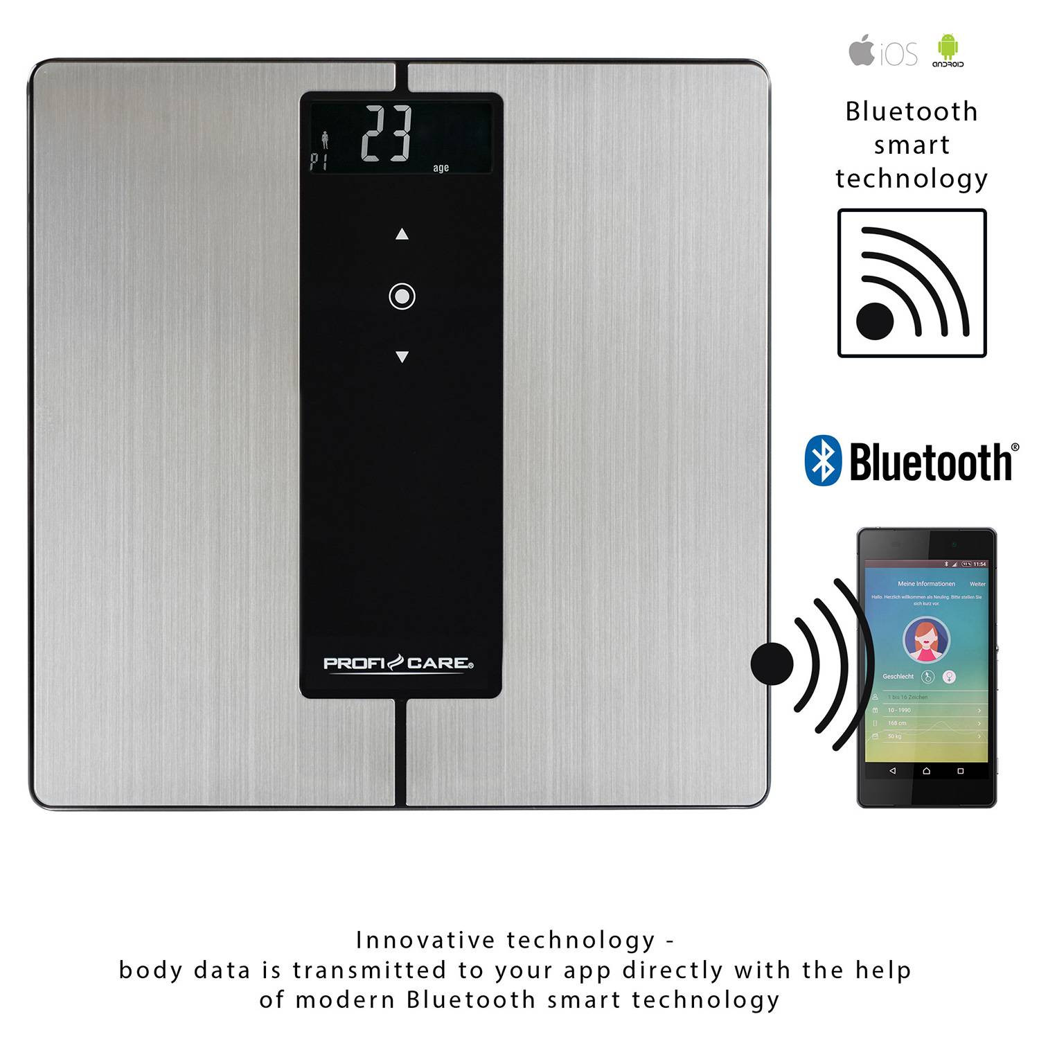Báscula inteligente Bluetooth. App con análisis corporal