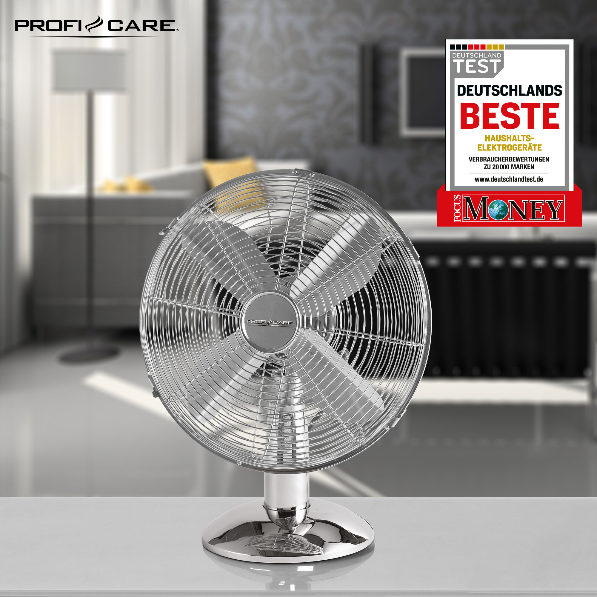 trapo volverse loco ponerse en cuclillas Proficare VL 3063 M Ventilador de Mesa Metálico Silencioso, 30 cm , 3  velocidades, Oscilante, Retro Diseño