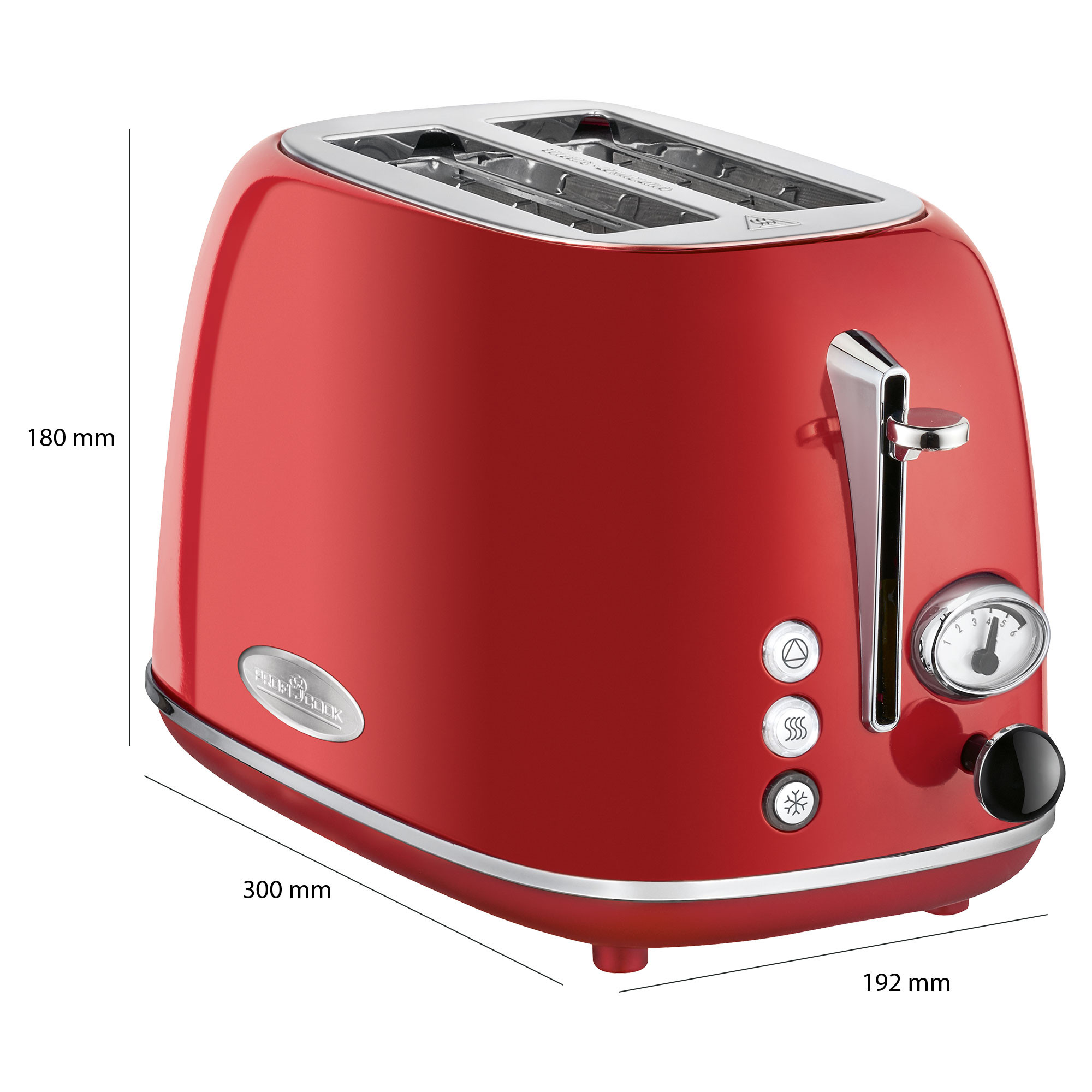 Proficook TA 1193 Retro Tostadora Pan Ranura Ancha 2 Rebanadas