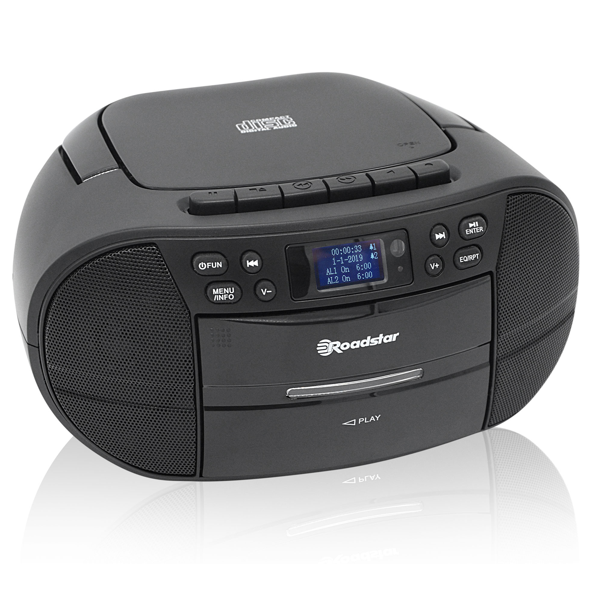 Roadstar RCR-779D+/BK Radio Cassette con Portátil DAB / DAB+ / FM, Reproductor CD-MP3, USB, Mando a Distancia, AUX-IN, Salida de