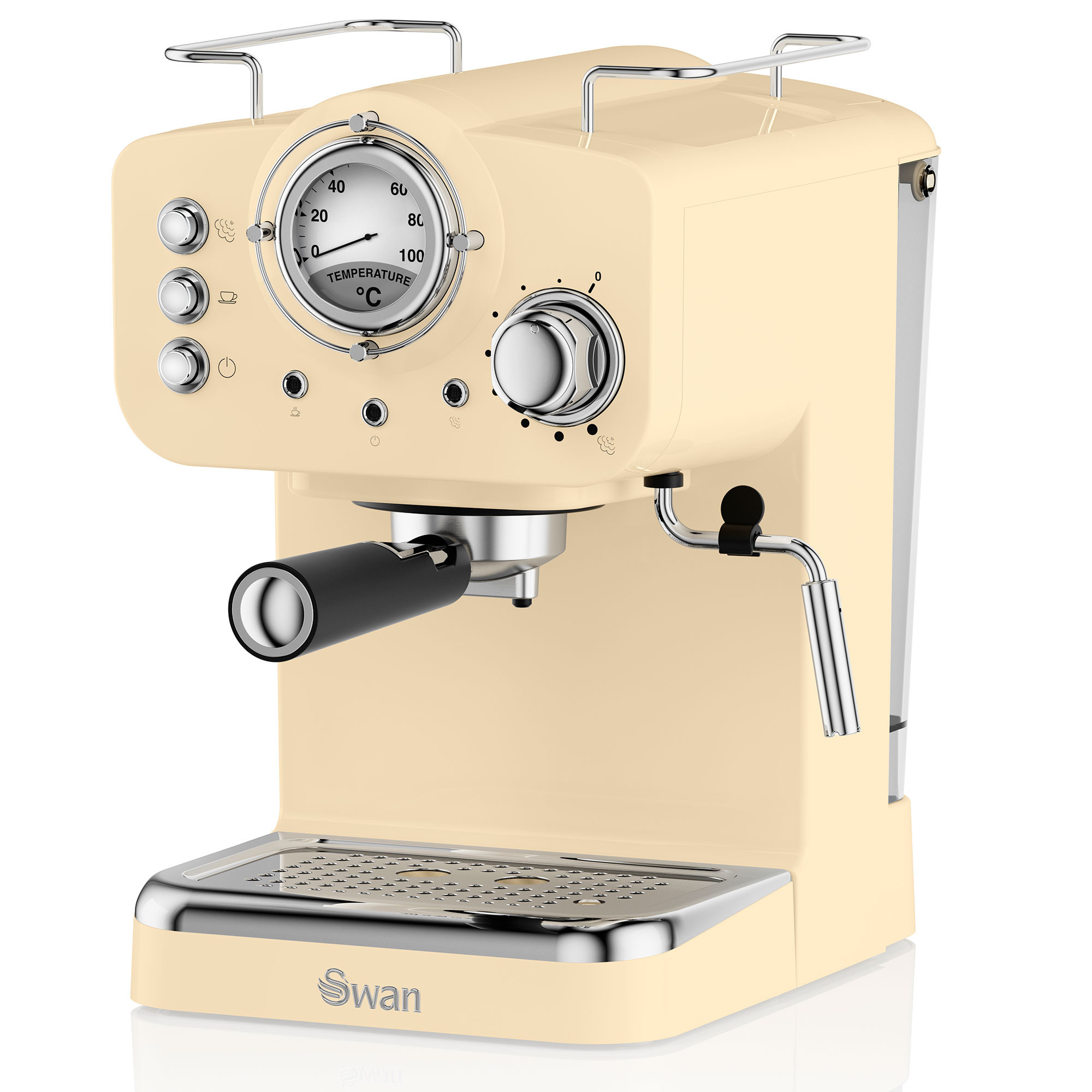 Swan Retro SK22110CN Cafetera Express para Espresso y Cappucino, 15 Bares  Presión, Vaporizador, Capacidad 1,2 Litros, 1 o 2 Tazas, Café Molido,  Diseño Vintage, Crema, 1100W