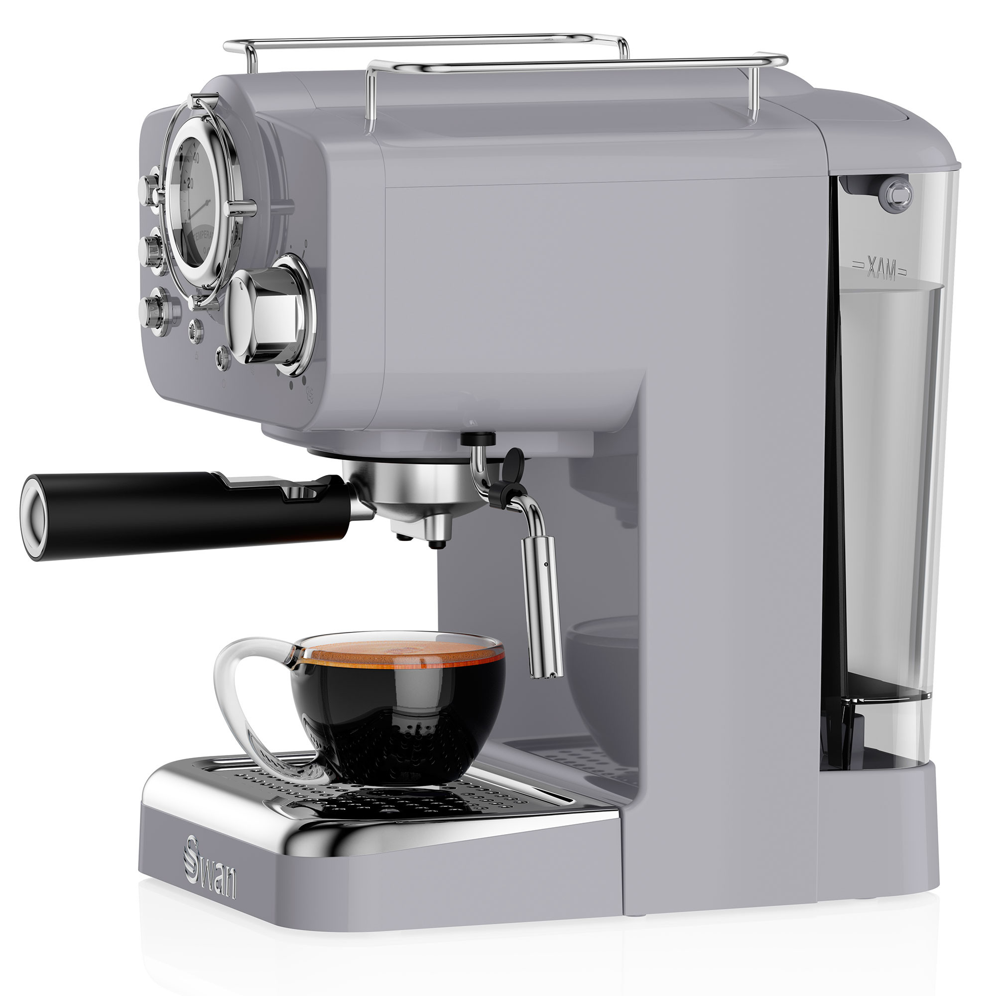 Swan Retro One Touch SK22150GRN Cafetera Express Semi Automática para  Espresso y Cappucino, 15 Bares, Vaporizador con Depósito de Leche 0,5L, 1,7  L, Taza Grande o Pequeña, Vintage, Gris, 1200W : : Moda