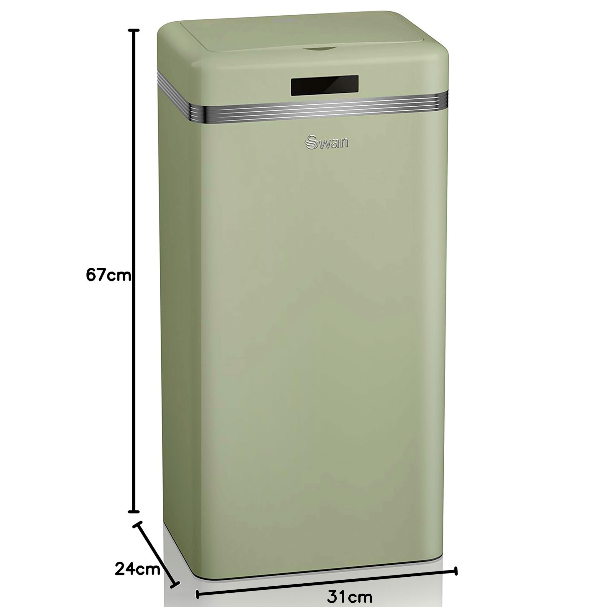 Swan Retro Cubo de Basura Cocina Automatico Sensor de Movimiento 45 Litros Metalico Papelera Inteligente de Reciclaje Gran Capacidad Diseno Vintage Verde