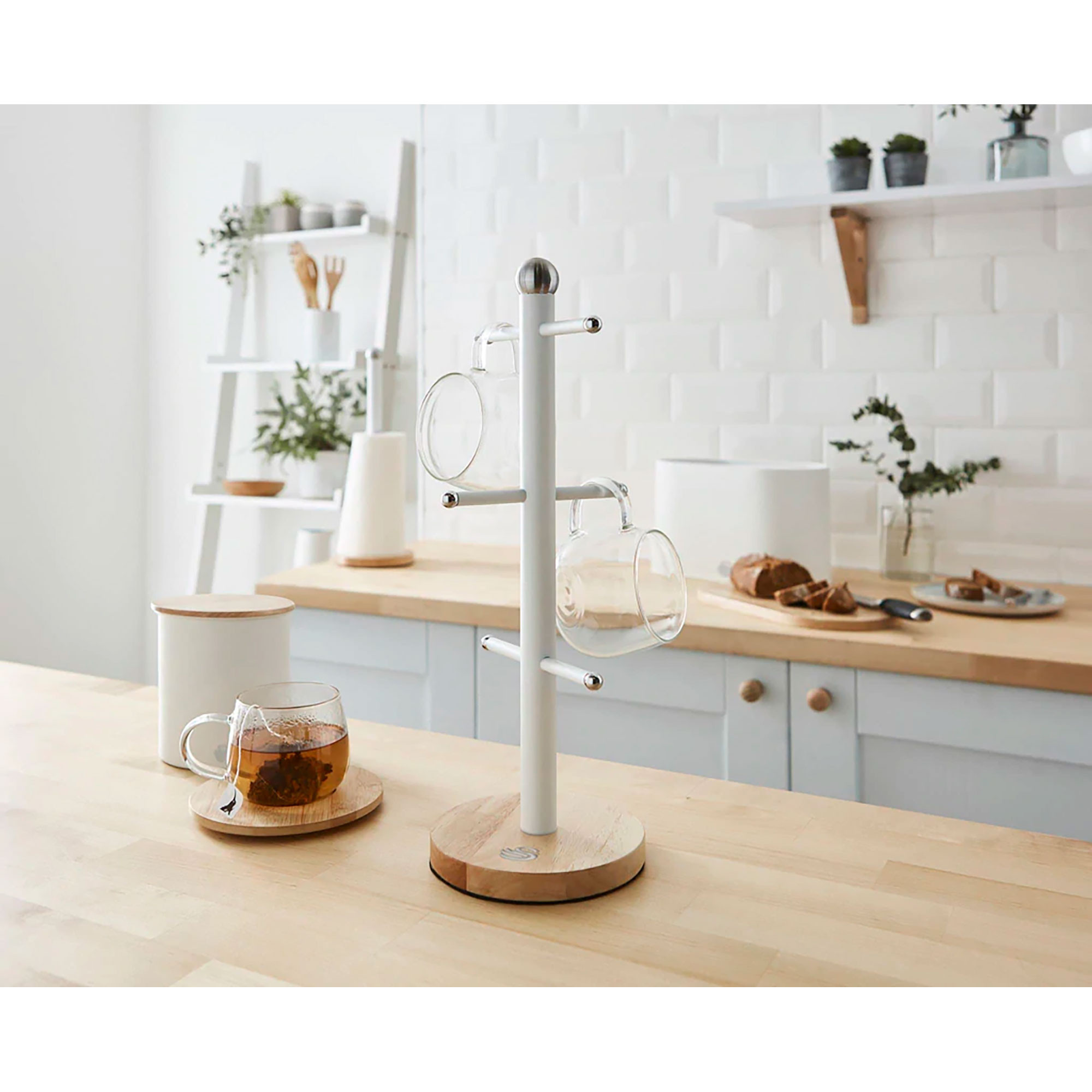 Swan Nordic Juego de 3 Botes Cocina Almacenaje de Acero al Carbono  Resistente, Tapa de Bambú, Para Guardar Té, Café y Azúcar, Diseño Moderno,  Blanco