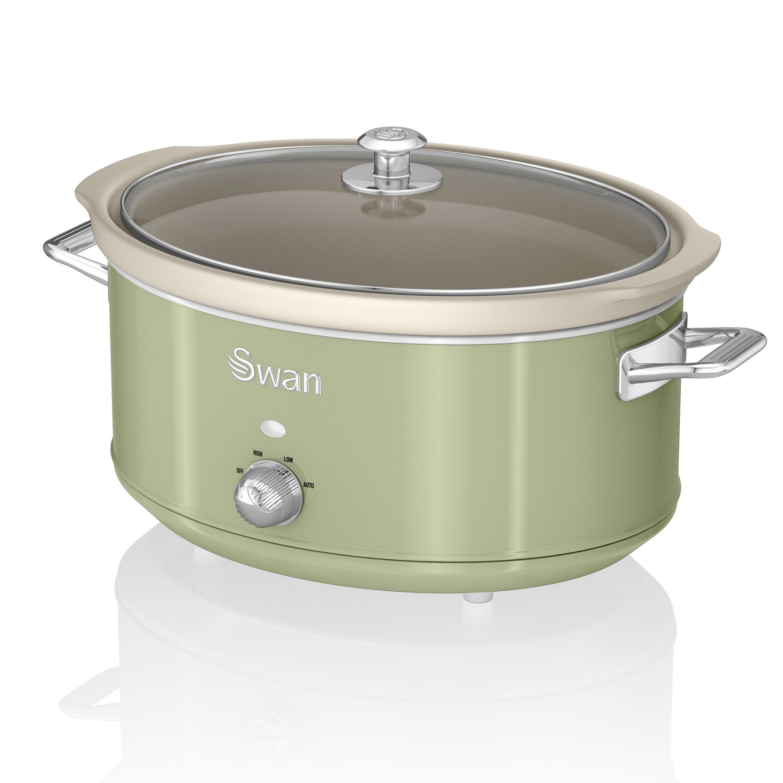 Swan Retro SF17031GN Olla Cocción Lenta 6,5L Recipiente Extraíble,  Antiadherente Cerámica libre PFOA y PTFE, 3 Niveles Temperatura, Tapa  Vidrio, Slow Cooker, Diseño Vintage, Verde, 320W