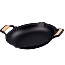 Victoria Paellera Sartén Hierro Fundido Curado Signature Gold Inducción 33cm, Apta Fuego, Barbacoa, Horno, Cast Iron Skillet Curada para Crear Antiadherente Libre de Tóxicos sin PTFE ni PFOA ?>