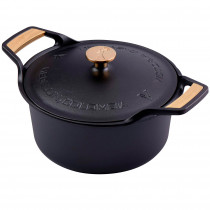 Victoria Horno Holandés Signature Gold Inducción Hierro Fundido Curado 30cm/ 5,7L Cocotte Curada para Crear Antiadherente Libre de Tóxicos sin PTFE ni PFOA, Apta Barbacoa, Horno, Vitrocerámica, Gas ?>