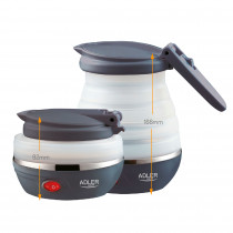 Adler AD1279 Hervidor de Agua Eléctrico Plegable, Resistencia Oculta, Tapa automática, Silicona, 0,6 Litros, 750W, Libre de BPA, Blanco ?>