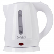 Adler AD1272 Hervidor de Agua Eléctrico 1 Litro, Recipiente sin BPA, Resistencia Oculta, 1600 W con Apagado Automático al Alcanzar la Ebullición, Inalámbrico 360º sin Cable, Blanco ?>