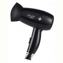 ADLER AD2251 Secador Pelo de Viaje, Plegable, Compacto, 2 Niveles de Potencia, Boquilla Concentradora 360º, 1400W, Negro ?>