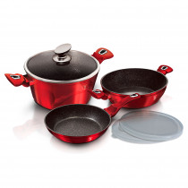 Berlinger Haus Burgundy Batería Cocina Inducción 6 Piezas, Antiadherente Ecológico sin PFOA, Aluminio Forjado, Set 2 Cacerolas y Sartén, Tapa Cristal + 2 Tapas Herméticas, Diseño Metallic Line ?>