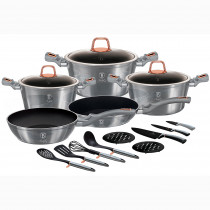 Berlinger Haus Moonlight Batería Cocina Inducción 17 Piezas, Antiadherente Mármol sin PFOA, Aluminio, Set 3 Cazuelas, 3 Tapas Cristal, 2 Sartenes, 3 Cuchillos, 4 Utensilios, 2 Salvamanteles, Diseño ?>