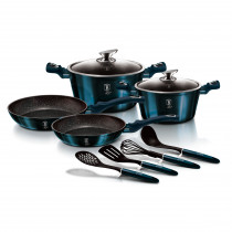 Berlinger Haus Aquamarine Batería Cocina Inducción 10 Piezas, Antiadherente Marmol sin PFOA, Aluminio, Set 2 Cazuelas 2 Tapas Cristal, 2 Sartenes, 4 Utensilios, Diseño Metallic Line, Vitrocerámica ?>