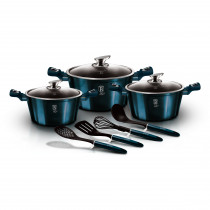 Berlinger Haus Aquamarine Batería Cocina Inducción 10 Piezas, Antiadherente Marmol sin PFOA, Aluminio, Set 3 Cazuelas 3 Tapas Cristal, 4 Utensilios de Cocina, Diseño Metallic Line, Vitrocerámica ?>