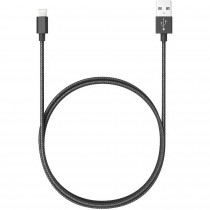 Blaupunkt BLP0213.133 Cable Cargador Lightning a Macho USB, Carga Rápida, Nylon Trenzado, 1,2m, Cable Alimentación IOS, Negro ?>