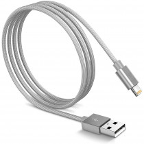 Blaupunkt BLP0213.666 Cable Cargador Lightning a Macho USB, Carga Rápida, Nylon Trenzado, 1,2m, Cable Alimentación IOS, Plata ?>