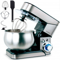 briebe Batidora Amasadora Repostería Profesional Robot Cocina, Movimiento Orbital, Varillas, Gancho Masa, Pala Mezcladora, 1800W MAX, Bol 5 L, 6 Velocidades + Función Pulso, Inox KM1114 ?>
