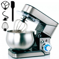 briebe Batidora Amasadora Repostería 1800W MAX, Robot Cocina Profesional, Movimiento Orbital, Varillas, Gancho Masa, Pala Mezcladora, 5 L, 6 Velocidades + Función Pulso, Inox KM1114 ?>
