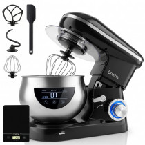 briebe Batidora Amasadora Repostería 1800W MAX, Robot Cocina Profesional+ Báscula, Movimiento Orbital, Varillas, Bol 5 L, 6 Velocidades + Función Pulso, Pantalla Táctil LED, KM1164B  ?>