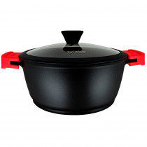 briebe Black Titanium Cacerola Cocina Inducción Antiadherente Titanio, Cazuela 28cm, Aluminio Fundido, Recubrimiento sin PFOA, Tapa Cristal, Asas Silicona Extraíbles, Vitrocerámica, Gas, Horno ?>