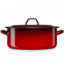 briebe Cacerola Inducción 26 cm, Cazuela 5,5 L Grande con Tapa Acero Esmaltado Vitrificado Apta, Vitrocerámica, Fuego, Gas, Horno, Ignea Vintage Rojo  ?>