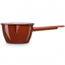 briebe Cazo Cocina con Pico Hervir Leche Acero Esmaltado 16 cm, Hervidor Vitrificado 1,70 L con Mango, Apto Inducción, Vitrocerámica, Fuego, Gas, Horno, Terra Vintage Marrón Teja ?>