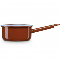 riebe Cazo Cocina Hervir Leche Acero Esmaltado 10 cm, Hervidor Vitrificado 0,45 L con Mango, Apto Inducción, Vitrocerámica, Fuego, Gas, Horno, Terra Vintage Marrrón Teja ?>