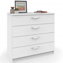 briebe Cómoda Dormitorio, Cajonera 4 Cajones, Sinfonier 78x74x40 cm (Alto x Ancho x Profundo), Habitación Matrimonio, Juvenil, Infantil, Prakt Blanco  ?>