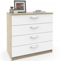 briebe Cómoda Dormitorio, Cajonera 4 Cajones, Sinfonier 78x74x40 cm (Alto x Ancho x Profundo), Habitación Matrimonio, Juvenil, Infantil, Prakt Roble Cambrian / Blanco ?>