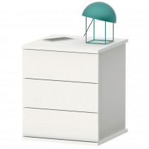 briebe Mesita de Noche 3 Cajones, Mesilla Dormitorio 48,5x41x40 cm (Alto x Ancho x Profundo) Cajonera Serenade Blanco ?>