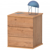 briebe Mesita de Noche 3 Cajones, Mesilla Dormitorio 48,5x41x40 cm (Alto x Ancho x Profundo) Cajonera Serenade Roble Gold ?>