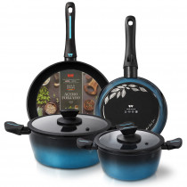 briebe MARE Batería Cocina Inducción, Acero Forjado 6 Piezas, Antiadherente Libre PFOA, Juego 2 Ollas Y 2 Sartenes Profesionales, Alta Resistencia, Apta Para Todo Tipo de Fuegos, Fabricada en España ?>