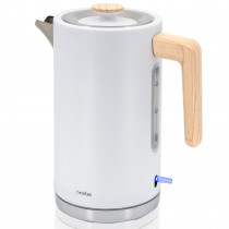 briebe Nordic Hervidor Agua Eléctrico 1,7L Inalámbrico, Tetera Infusiones 2200W Ebullición Rápida, Libre BPA, Base 360°, Controlador Strix, Apagado Automático, Diseño Nórdico, Asa Efecto Madera Blanco ?>