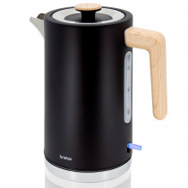 briebe Nordic Hervidor Agua Eléctrico 1,7L Inalámbrico, Tetera Infusiones 2200W Ebullición Rápida, Libre BPA, Base 360°, Controlador Strix, Apagado Automático, Diseño Nórdico, Asa Efecto Madera Negro  ?>