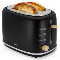 briebe Nordic Tostadora Pan Ranura Ancha, Tostador 2 Rebanadas, 6 Niveles Tostado, Calientapanecillos, Función Cancelar, Recalentar y Descongelar, Bandeja Recogemigas, Diseño Nórdico, 870W, Negro ?>