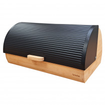 briebe Nordic Panera para Guardar Pan de Mesa Madera Bambú, Tapa Deslizante, Bread Box para Almacenamiento Pan y Bollería, Diseño Nórdico Moderno, Negro ?>