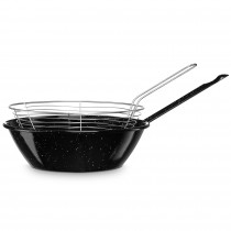 briebe Sartén Freidora con Cestillo Inducción 22 cm Acero Esmaltado, Sartén Honda Bordonada 1,7 L, Apta Vitrocerámica, Fuego, Gas, Horno, Levante Negro Jaspeado ?>