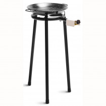 MPM KN-03/1KB Cocina Gas Portátil Camping, 3 Quemadores, Rejilla Esmaltada,  Tapa Protectora, Normativa G30-37 mbar Negro