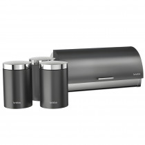 briebe Set Panera de Mesa + Juego de 3 Botes Cocina Almacenaje, Acero Inoxidable, Contenedor para Guardar Pan y Bollería,Tapa Deslizante, Diseño Moderno, Bread Box, Gris / Inox ?>