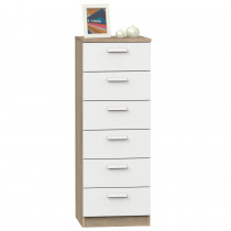 briebe Sinfonier Dormitorio Alto, Cómoda, Cajonera 6 Cajones, 110x40x40 cm (Alto x Ancho x Profundo), Habitación Matrimonio, Juvenil, Infantil, Nova Roble Cambrian / Blanco ?>
