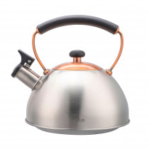 briebe Tetera Inducción Silbante 2,5L, Hervidor de Agua Acero Inoxidable, Retro, Todo Tipo de Cocinas, Vitrocerámica, Gas, Mango Tacto Frío, Diseño Vintage, Tea Pot, Inox/ Bronce ?>