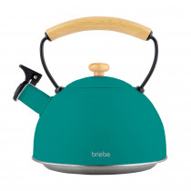 briebe Nordic Tetera Inducción Silbante 2,5L, Hervidor de Agua Acero Inoxidable, Retro, Todo Tipo de Cocinas, Vitrocerámica, Gas, Mango Madera Tacto Frío, Diseño Vintage, Tea Pot, Verde  ?>