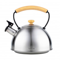 briebe Wooden Tetera Inducción Silbante 2,5L, Hervidor de Agua Acero Inoxidable, Retro, Todo Tipo de Cocinas, Vitrocerámica, Gas, Mango Madera Tacto Frío, Diseño Vintage, Tea Pot, Inox ?>