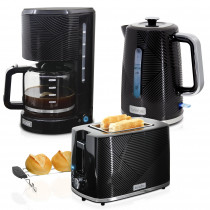 briebe Elegance Set Tostadora Pan Ranura Ancha 2 Rebanadas + Hervidor Agua Eléctrico 1,7L Inalámbrico 2200W Libre BPA + Cafetera Goteo Filtro 10 Tazas 1,25L, Pack Desayuno Diseño Moderno Negro ?>