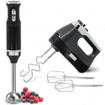 briebe Elegance Set Batidora de Mano 600W, 2 Velocidades Pie Desmontable Acero Inoxidable + Batidora de Varillas Eléctrica 400W, Amasadora de Mano Especial Repostería 5 Velocidades + Turbo, Negro  ?>