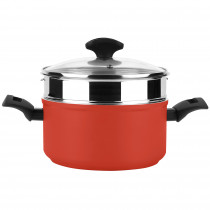 Fagor Maxima Olla Vaporera Inducción 20 cm, Cacerola Aluminio Forjado, Steamer Acero Inoxidable, Tapa de Cristal, Antiadherente sin PFOA, Apta para Todas Las Cocinas, Vitrocerámica, Gas, Lavavajillas, Rojo ?>