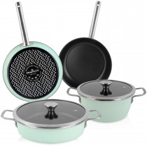 Batería Cocina Inducción 17 Piezas, Antiadherente Mármol Sin Pfoa,  Aluminio, Cazuelas Sartenes Azul Marino Berlinger Haus Aquamarine con  Ofertas en Carrefour