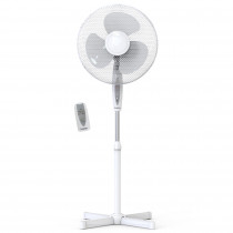briebe FN122397W Ventilador de Pie Silencioso, Mando a Distancia, Temporizador hasta 7,5 Horas, Oscilante 80º, 3 Modos Funcionamiento, 3 Velocidades, Altura Regulable 100 - 125cm, Ø 40cm, Blanco ?>