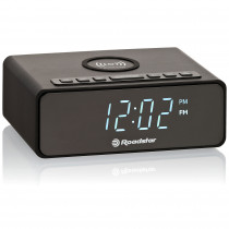 Roadstar CLR-700QI Radio Reloj Despertador PLL FM, Cargador Inalámbrico de Móvil Smartphone con Tecnología QI, 2 Alarmas, Gran Pantalla LCD, Función Snooze, Temporizador de Apagado, Negro ?>